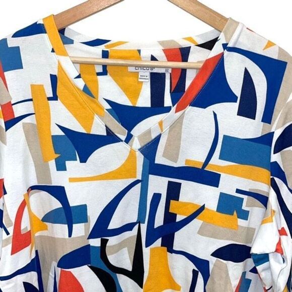 Chico’s Abstract Everyday 3/4 Sleeve Tee Size 4 US XXL‎ NWOT - Picture 3 of 10